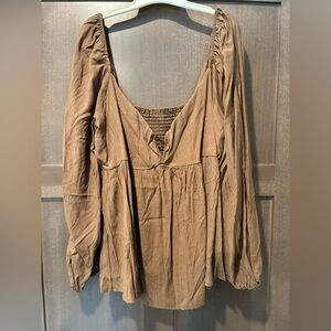 Women's Brown Long Sleeve Top